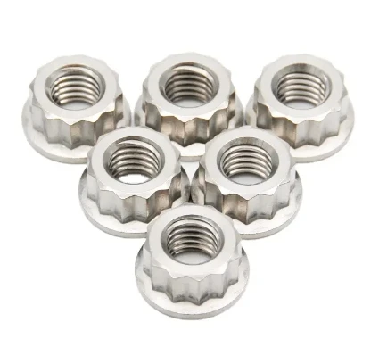 Customized automotive m4 m7 m10 Anodized gr5 titanium 12 point flange nut