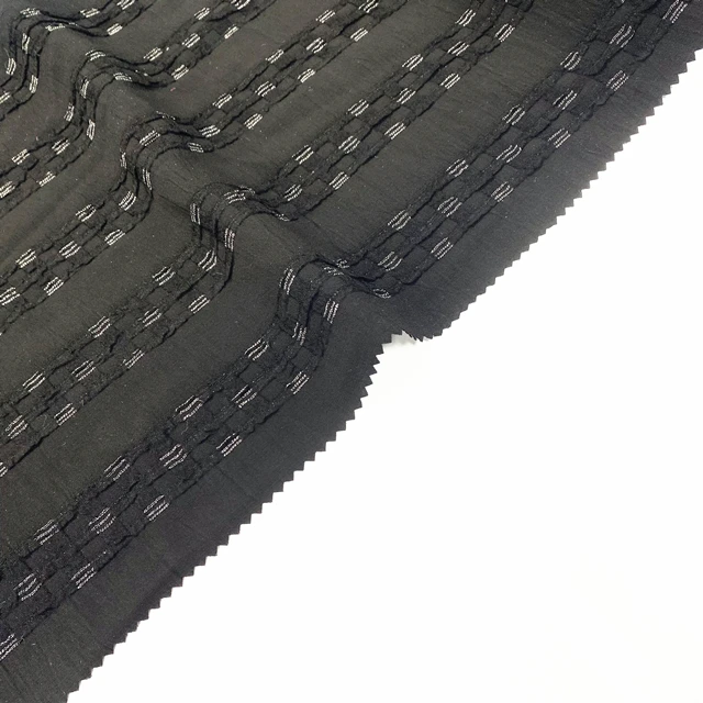Best Textiles Formal Black Polyester Rayon Jacquard Dubai Fabric for Abaya Materials