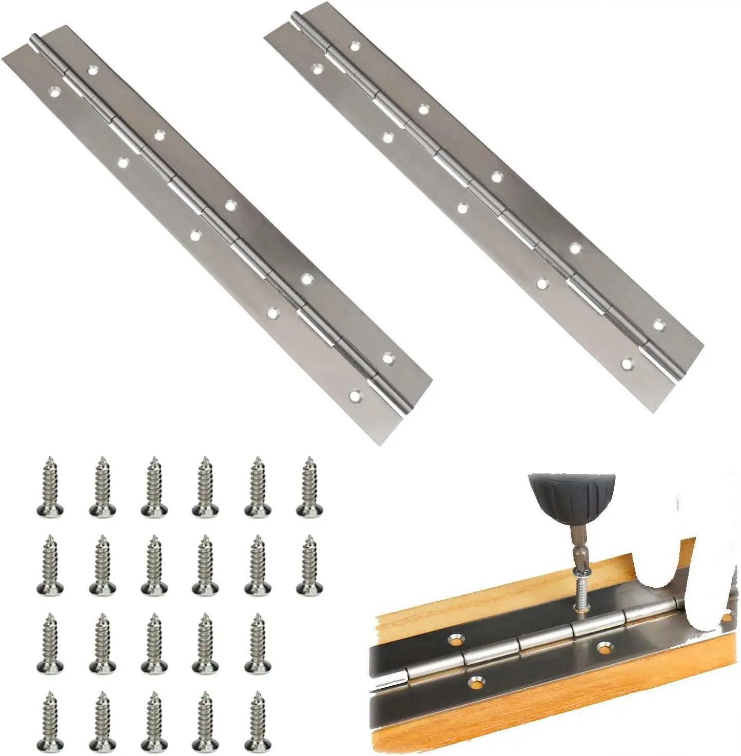 Leaf Thickness Heavy Duty Stainless Steel 12inch Piano Hinge Continuous Hinge with Screws for Cabinet Boat Door