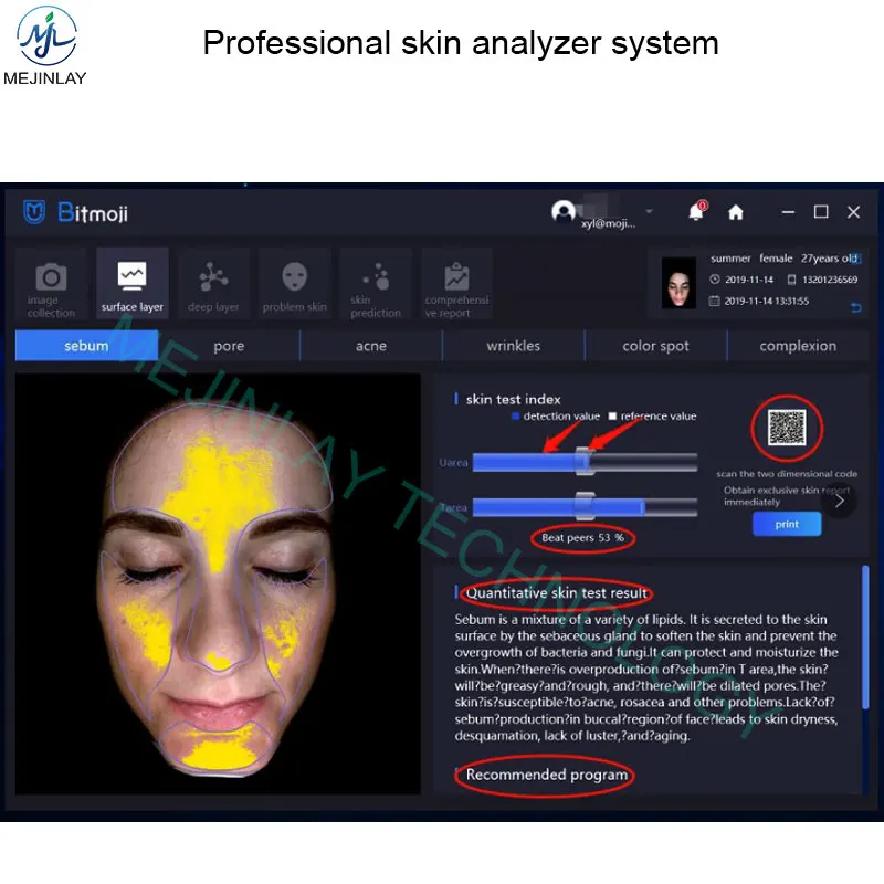 2023 high quality mini digital 3d facial moisture analyzer for beauty salon