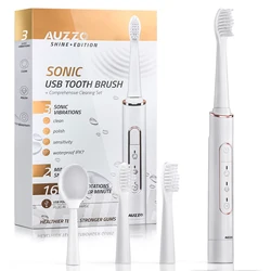 AUZZO OEM USB Fast Charge Charging Automatic Vibration Electronic Electric Tooth Brush 3 Modes Waterproof Toothbrush