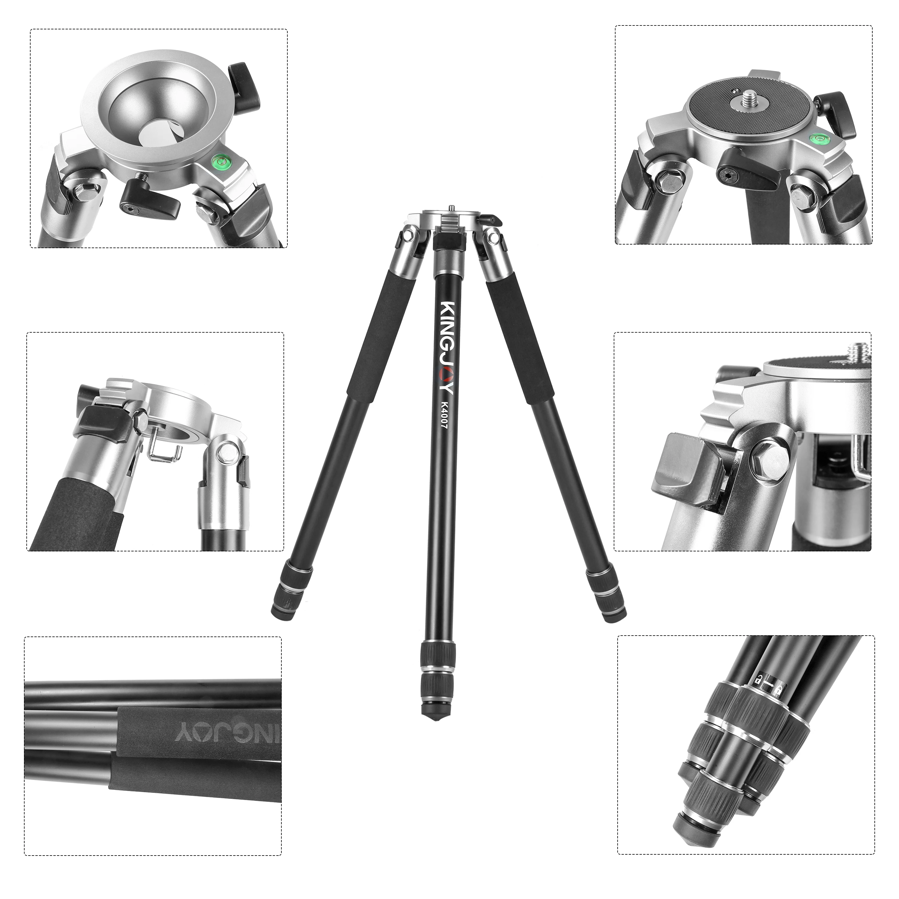 Big heavy duty carbon fiber tripod Kingjoy K4007 professional video camera tripods