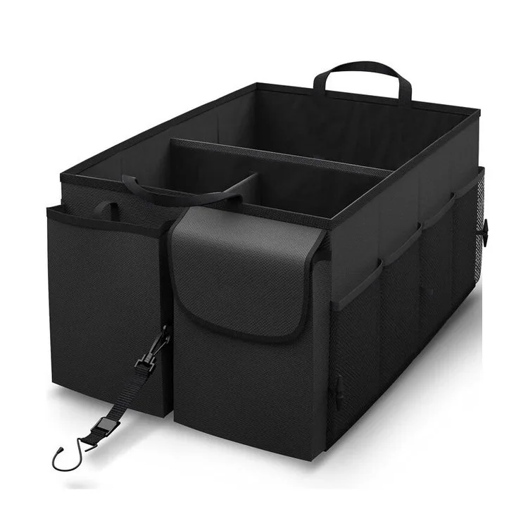 auto trunk organizers and storage adjustable straps car foldable storage box with mesh pockets