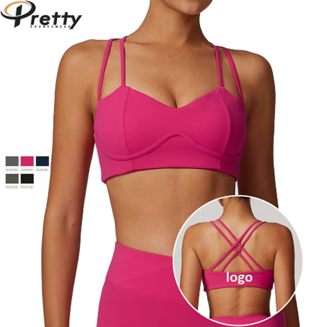 Custom LOGO Womens Clothes Sexy Sports Bra Tight Push Up Beauty Back Yoga Bra For Women Stylish Sportswear Workout Gym Fitness