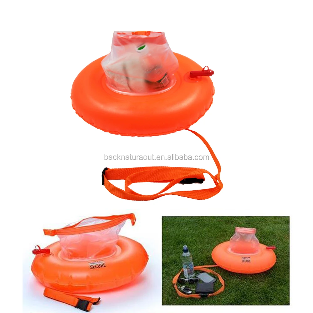 PVC Open Water Swimming Safety Buoy Tow Float Donut Floating Air Dry Bag Inflatable Buoy for Swimmers and Triathletes