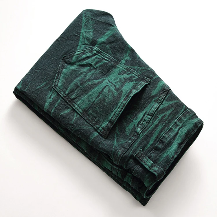 High Quality Green Ripped Denim Jeans Fashion Denim Jeans Pants