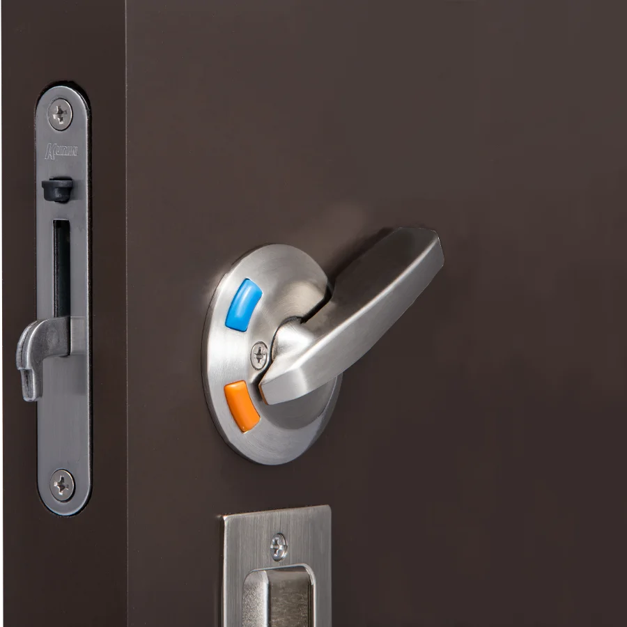 
(Lever type with Privacy Lock) Sliding Clear Cut Chrome Plating hidden magnetic lever handle door lock hook 