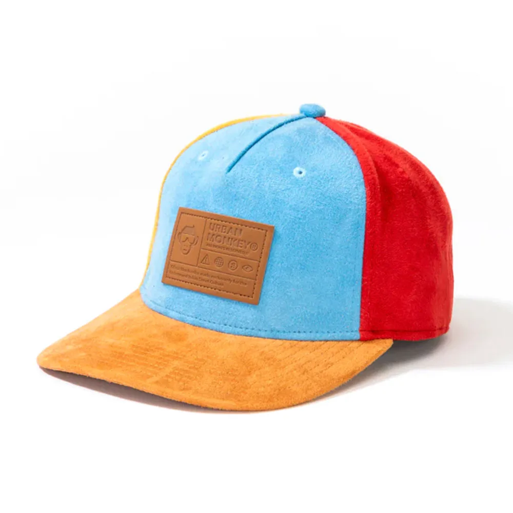 Outdoor sports dad hat leather patch logo custom 5 panel mens multiple Color grain drilling Suede Custom Fabric baseball cap