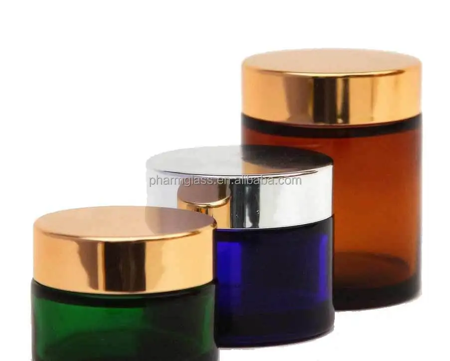 Clear/amber cosmetic packaging Wide Mouth Airtight Glass Jar/container Aluminium lid Manufacturer