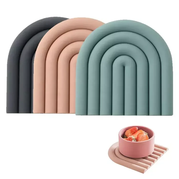 Rainbow silicone table mat coaster hot dish pot frame mat multi-functional pot frame kitchen heat-resistant pot mat