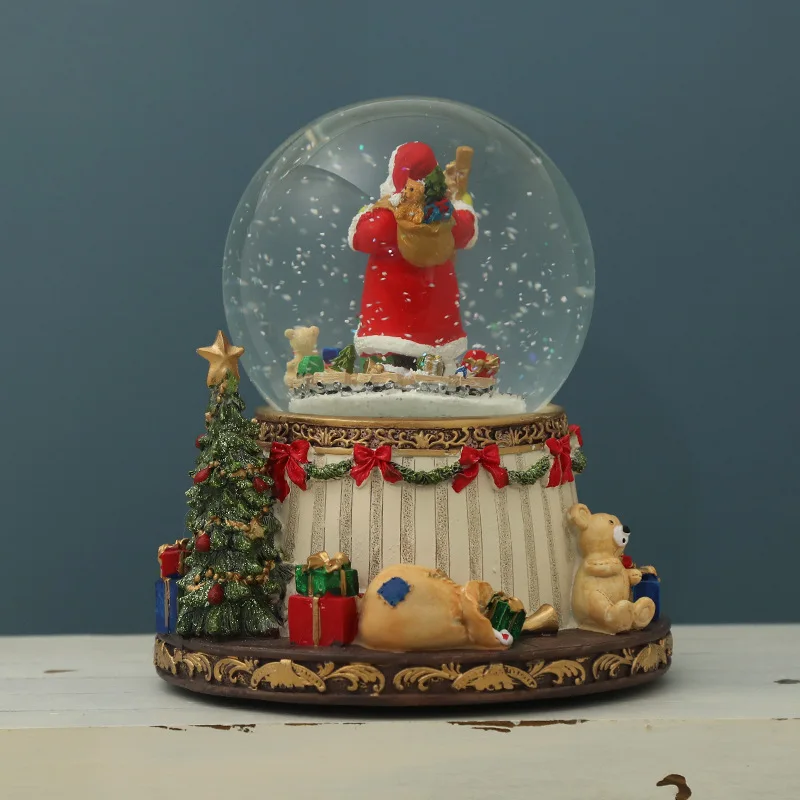 Custom Christmas crystal ball large light music automatic snow Santa Claus glass decoration foreign trade Christmas SNOW GLOBES