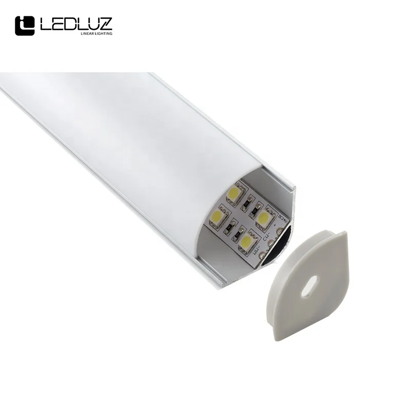 
LED-strip Corner Profile Aluminium 45 degrees 1M/2M/2.5M/3M C/W PC Diffuser Cover 