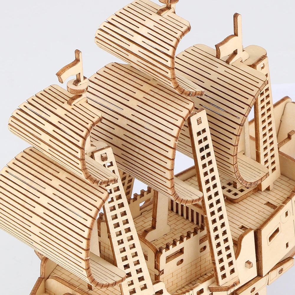 LT-Chuan01-YS DIY Educational Toys 3D Wooden Puzzle Adults Kids  Laser Cut Basswood Ocean Sailboat Model Wood Crafts Ship Decor
