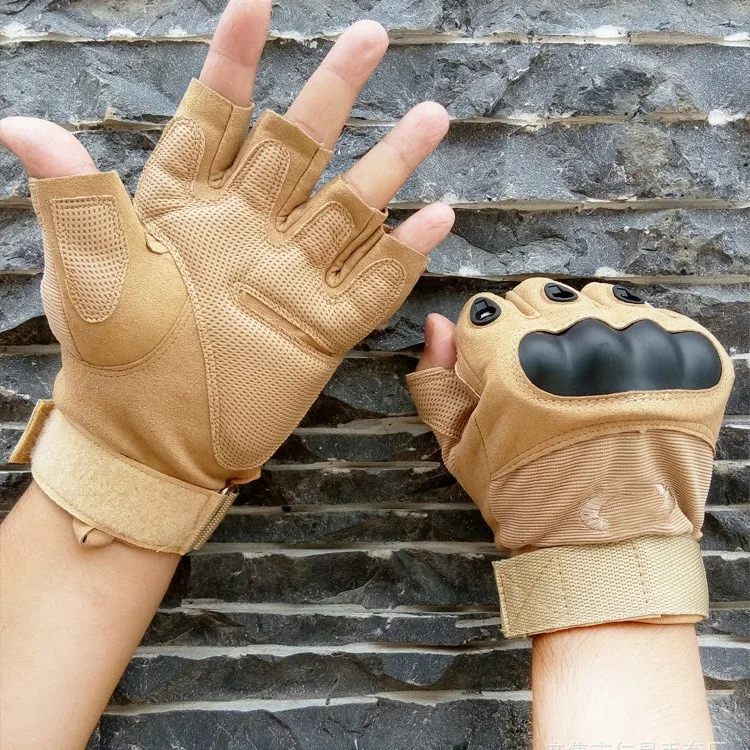 Unisex Heavy-Duty Fingerless Knuckle Protection Gloves Outdoor Training Tactical Fitness Sports Gym Cycling Spandex Polyester