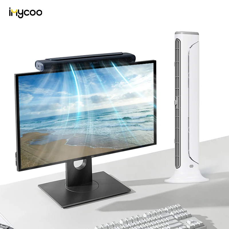 IMYCOO Wholesale Popular 4000Mah Battery Operated Mini Computer Hanging Screen Fan Office Personal Computer Screen Fan