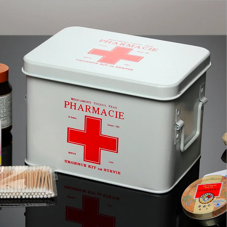 Household metal products home living room iron medicine cabinet storage custom logo first aid kit oem odm pill box
