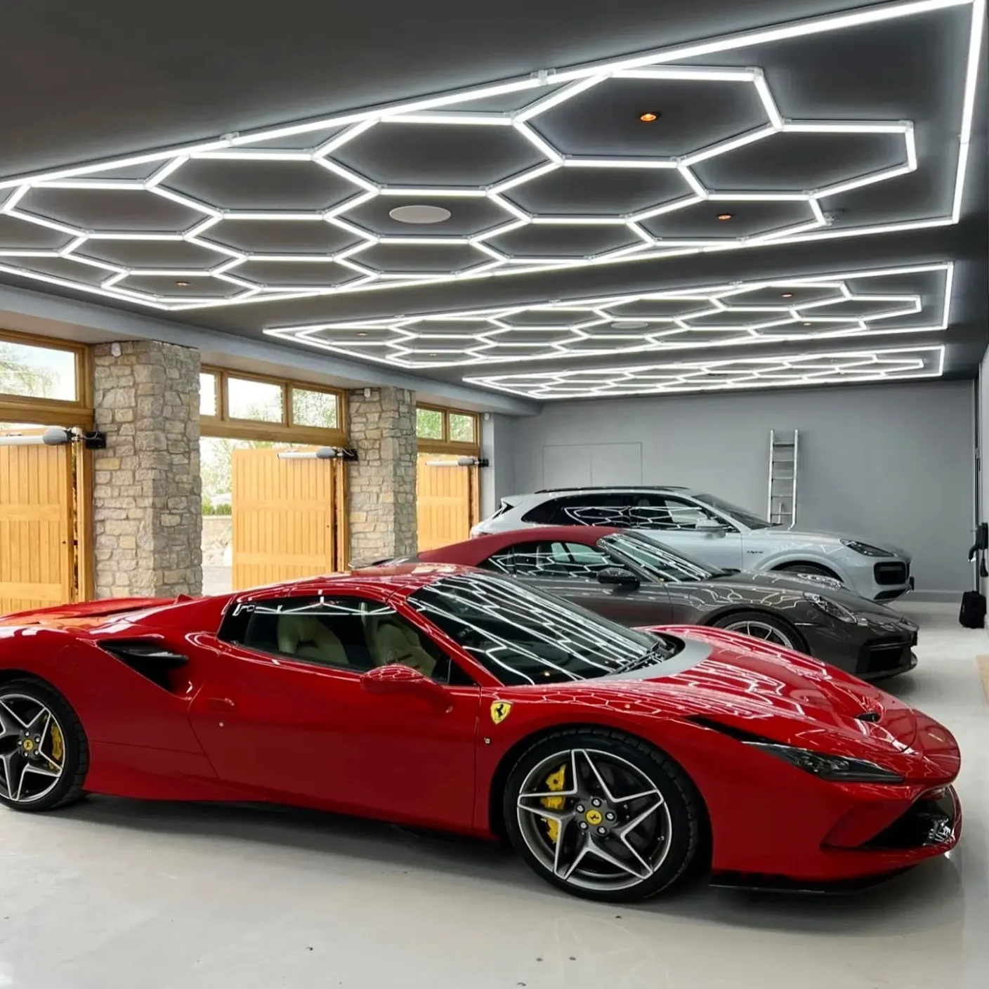 Индивидуальные 14 сеток детали автомобиля мастерская сотовая шестиугольная Светодиодная лампа для гаража Потолочная автомойки