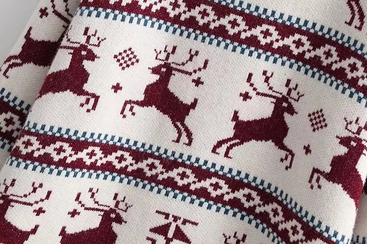 Custom High Quality Unisex Crew neck Jacquard Knit Pullover Sweater Christmas Jumper for Adults