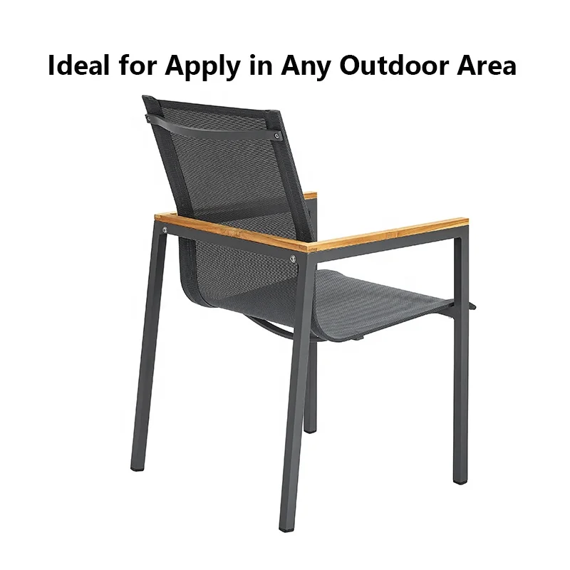 Modern Restaurant Furniture Stackable Grey Aluminum Relax Outdoor Balcony Patio Teslin Dining Chairs