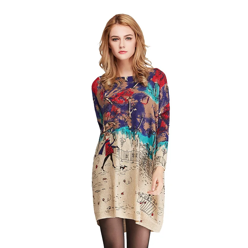 
Симпатичный Женский пуловер большого размера в рубчик с рисунком собаки, модный плотный зимний женский пуловер большого размера с круглым вырезом, свитера 