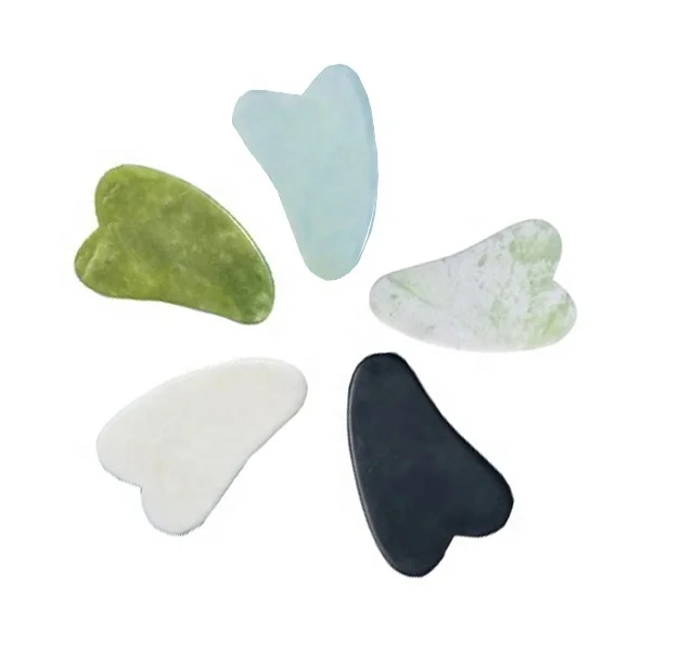 HEYAMO Private Label Custom Logo Natural Guasha Stone Mini Germanium Facial Massage Face Roller Jade Anti Age Gua Sha Board