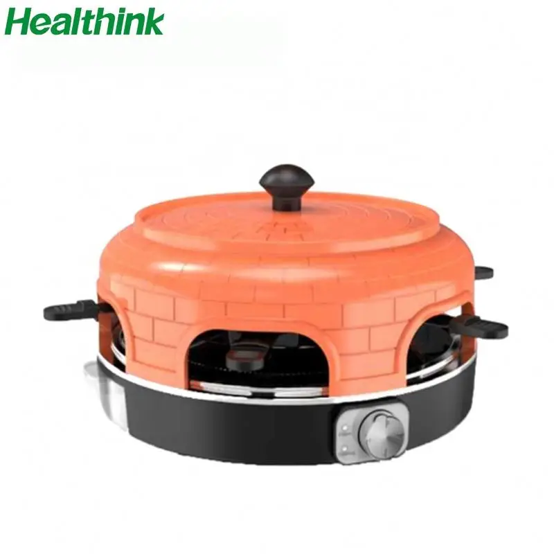2000W electric bbq pizza grill, raclette function with 6 small pans