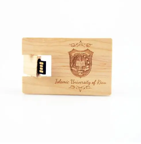 Business promotional souvenir gift custom OEM logo print 8GB 16GB 32GB wooden business credit card usb flash memory stick drive