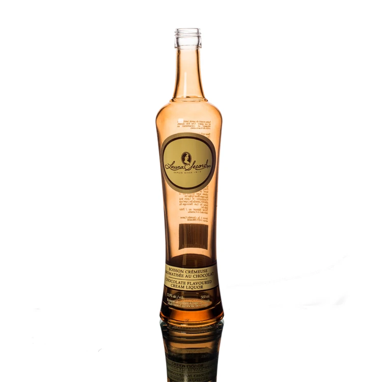 Screw Top 500ML 50cl Most Popular Fruit Flavors Unique Painted Dark Brown Amber Colored Glass Vodka Chocolate Liqueur Bottles