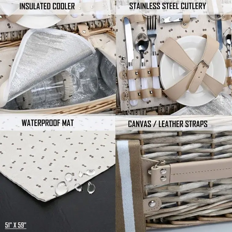 Picknickkorbe Aus Korbgeflecht Picknick Herzkorb Picknickkorb Mit индивидуальный логотип Conjunto De Com Picknickkorbbundel
