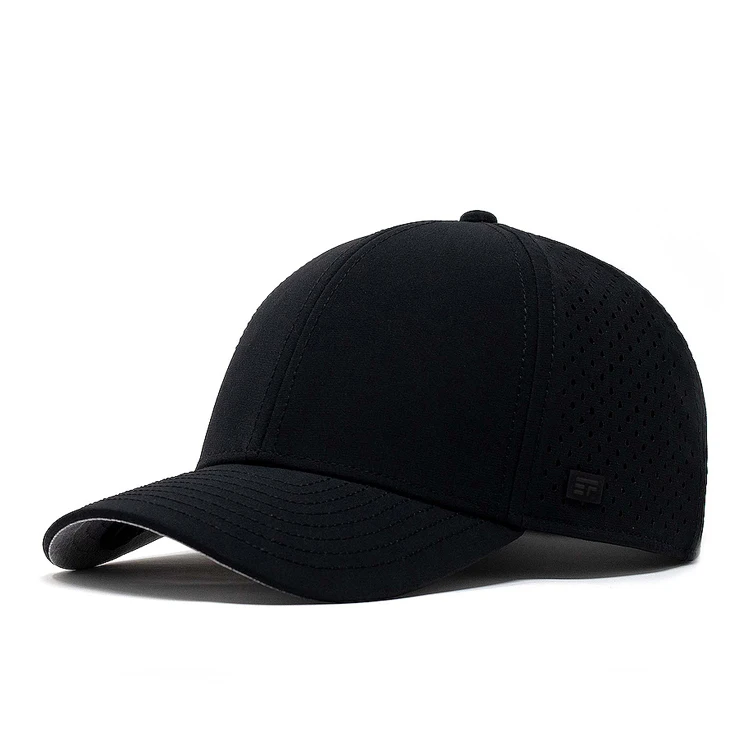 Custom Rubber Patch Logo Sport Baseball Cap Water Resistant Laser Cut Hole Perforated Hat