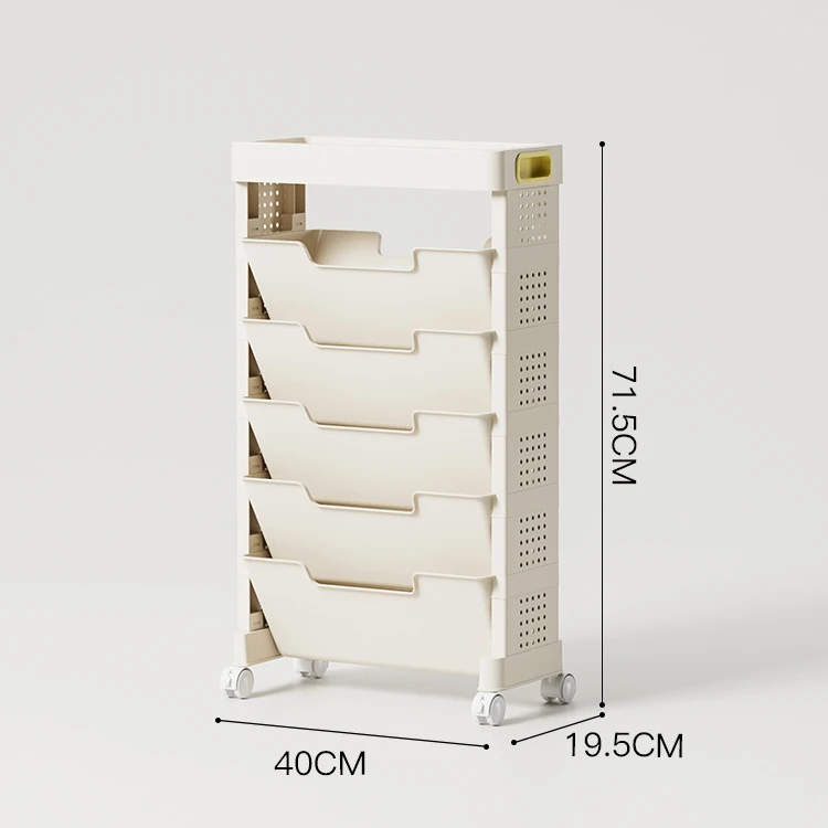 Modern Simplicity Plastic Toddler Toy Organizer Customizable Size 7 tier Rotating Book Storage Shelf