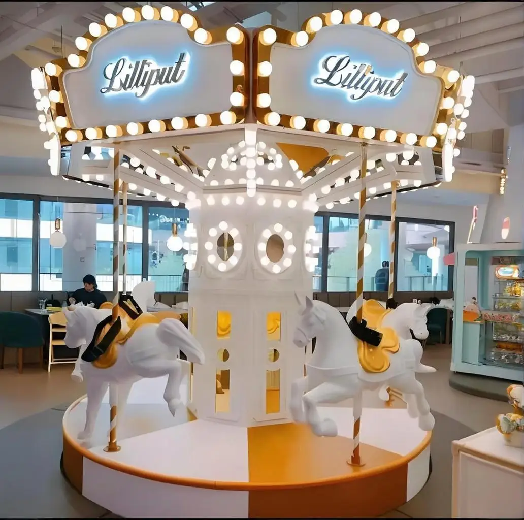 Indoor playground fun city 5 Seats horse ride Christmas Kids Mini Merry Go Round Carousel
