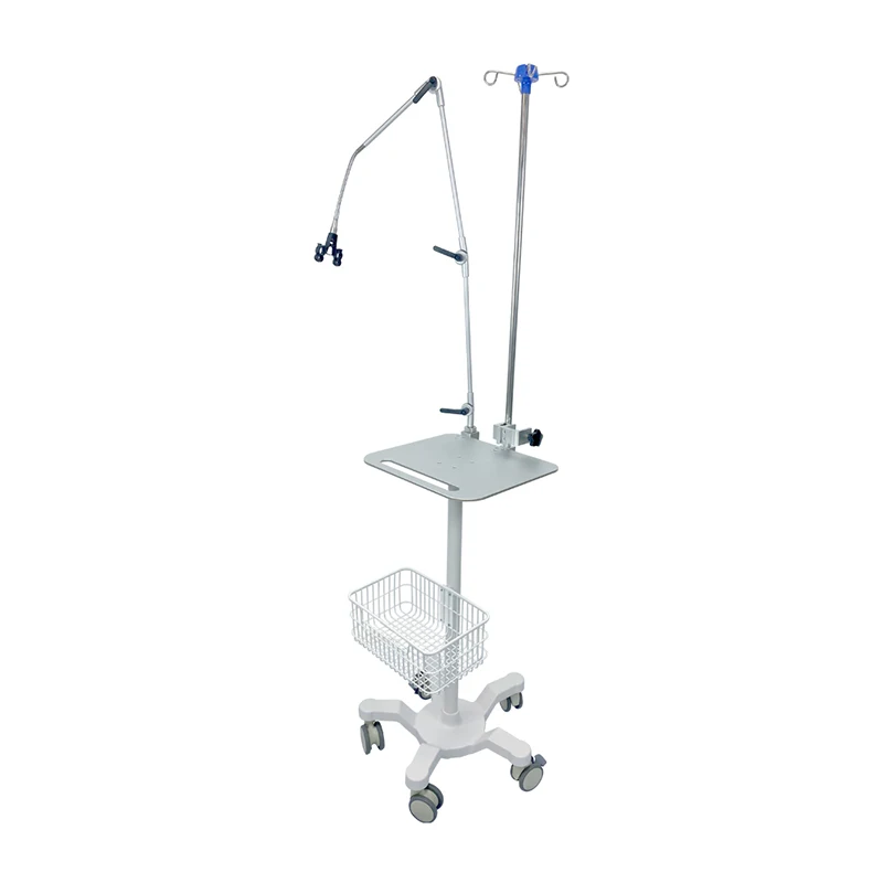 Hot Sale Aluminum Mobile Rolling Medical Equipment Icu Ventilator Trolley Stand Cart With Supporting Arm