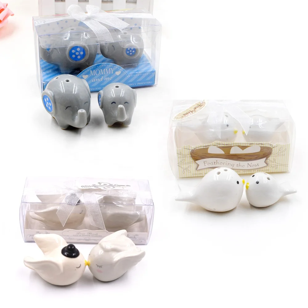 Cartoon Animals Elephant Cartoons Bee Bird Ceramic Salt Pepper Shaker Set Gift for Wedding Baby Shower Guests Souvenir