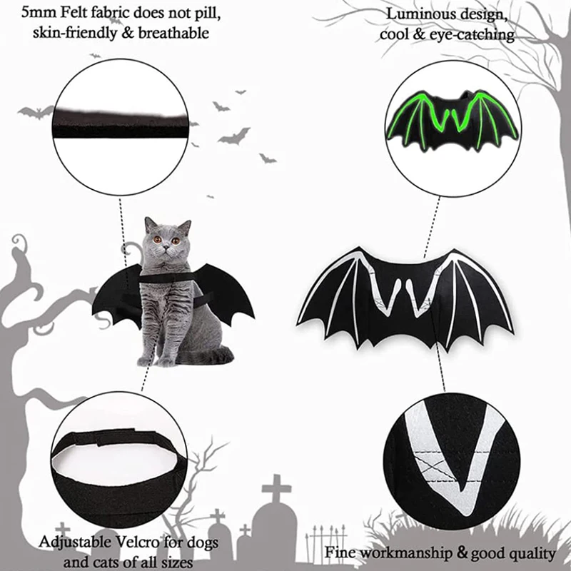 Spooktacular Creations Halloween Bat Wings Cat Pet Costume for Cosplay Party Decoration
