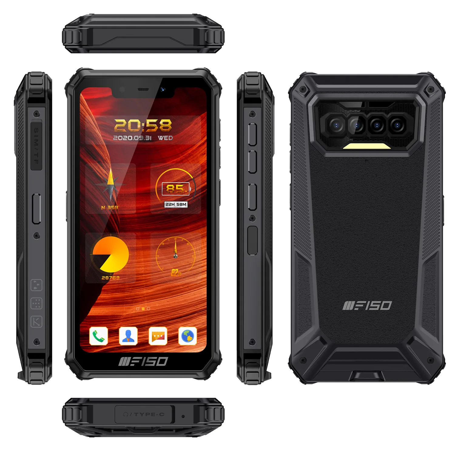 
F150 B2021 IP68/69K 5.86inches 13MP Camera Smartphone 6GB+64GB 8000mAh Octa Core Mobile Phone NFC Rugged Cell Phone 