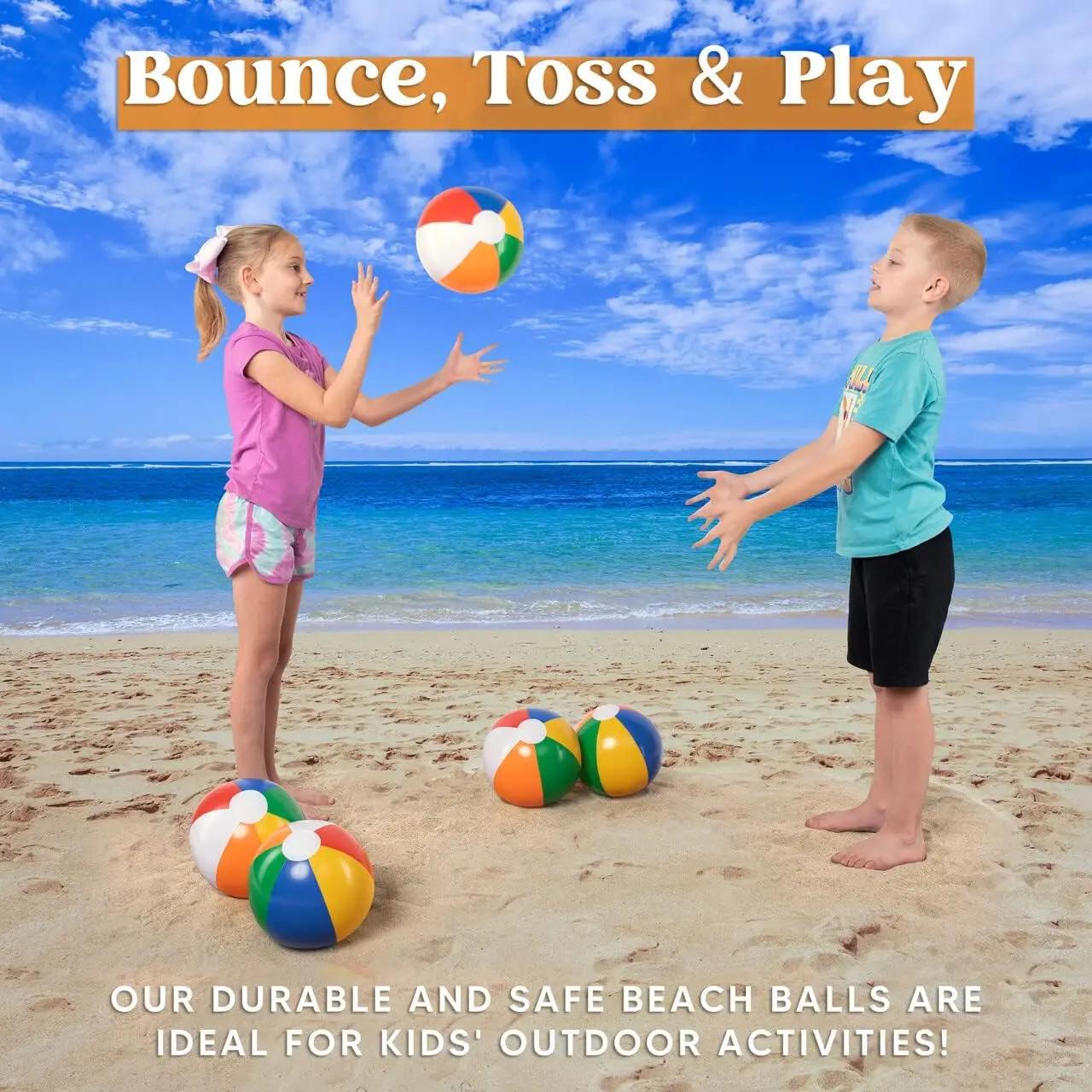 Rainbow Beach Balls, 12' Inflatable Beach Balls Swimming Pool Toys for Summer Water Games Kids Birthday Party Supplies