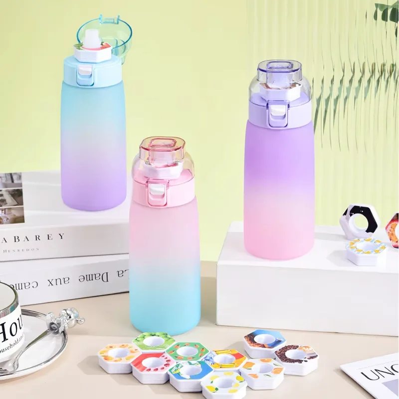 New Frosted Air Water Cup BPA Free Outdoor Fitness Water Bottle Large Capacity Portable Plastic Water Bottle With Straw Cover