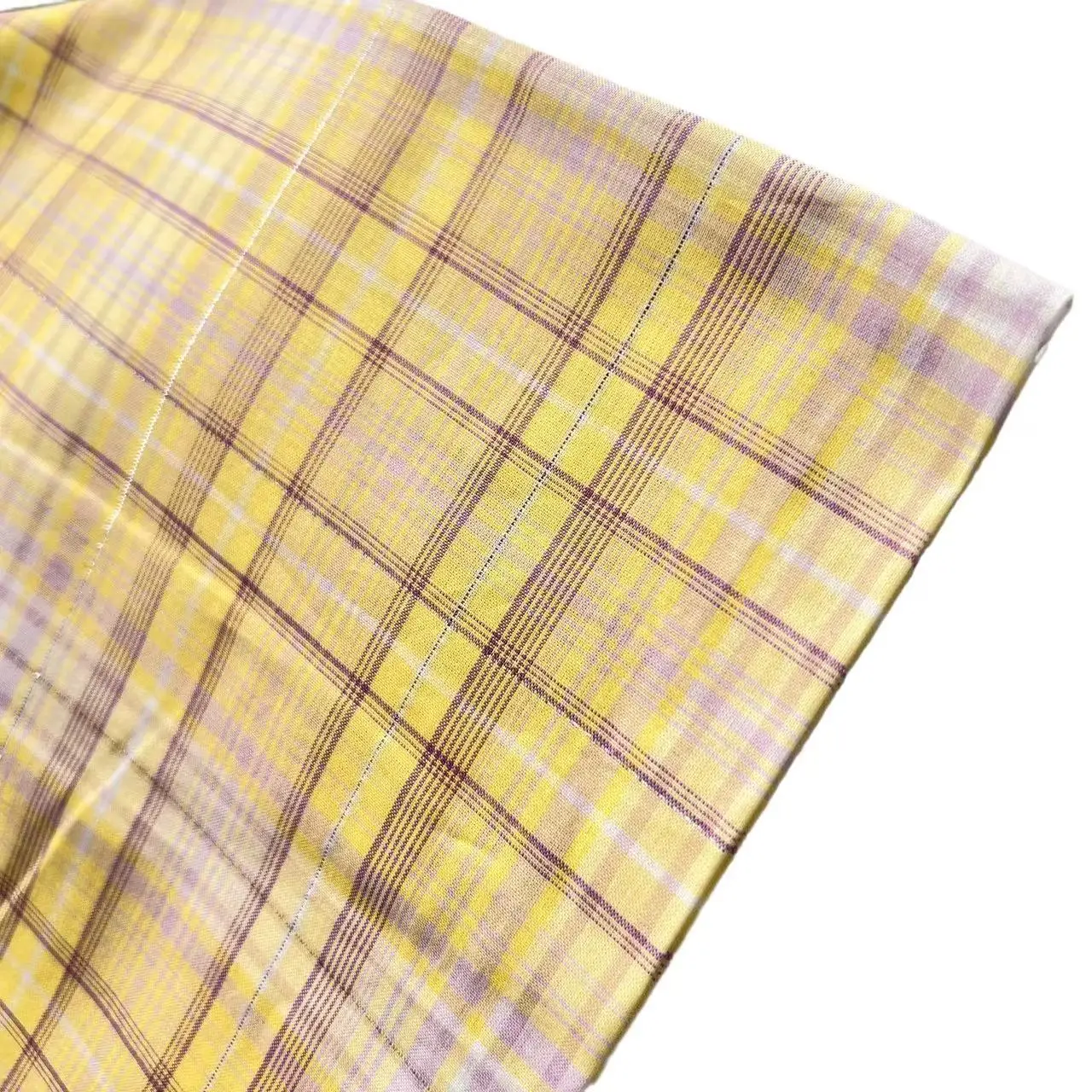 Customized cool feeling stretch cotton nylon elastane plaid for casual shirts