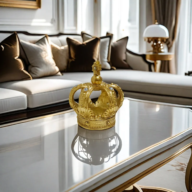 European style crown ashtray statue ornament, home decoration ornament, cigarette ashtray for home and outdoor use (silver)