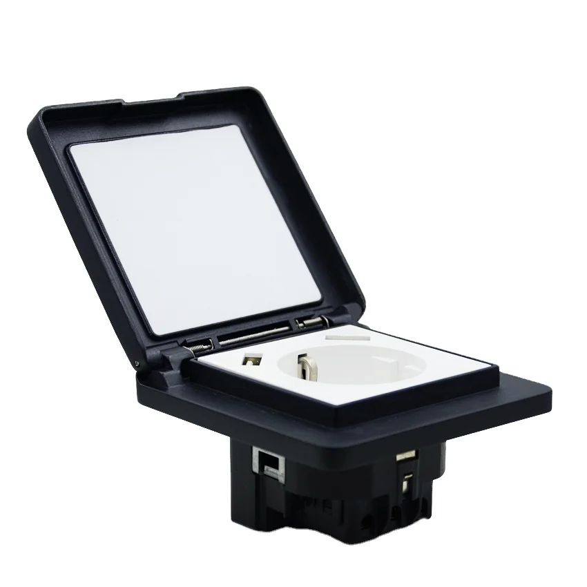 Leishen IP44 16A EU Single USB Schuko Socket Outdoor Waterproof Plug Socket and Weatherproof Wall Electrical Power Outlet Socket