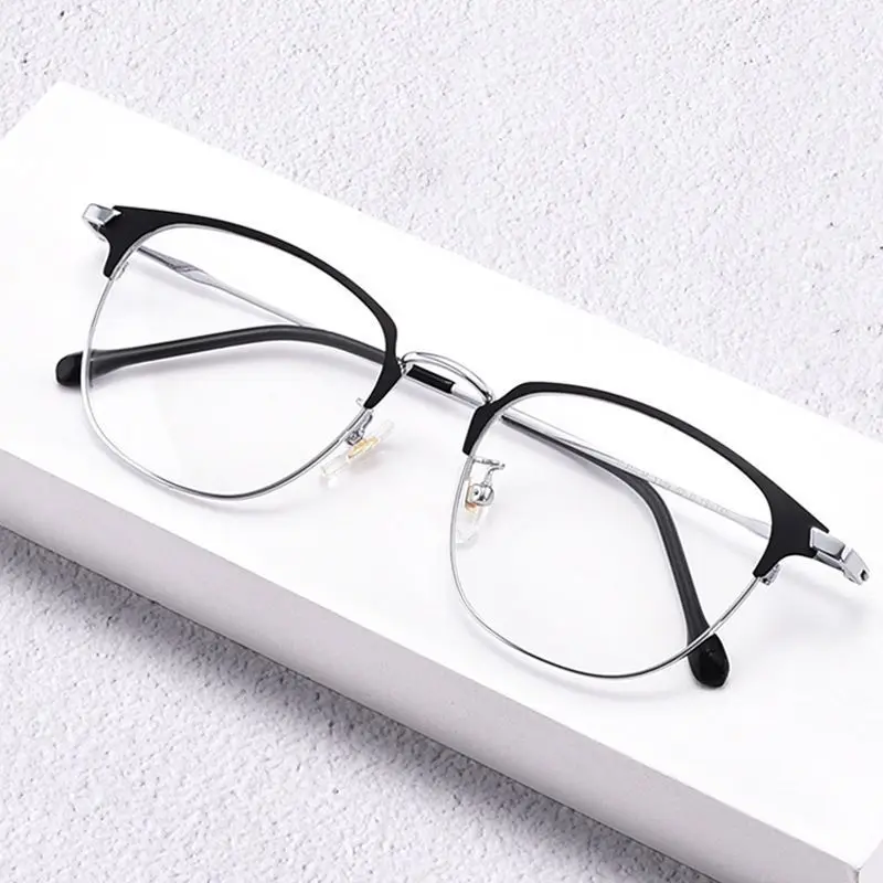 High quality custom logo large alloy frame silicone nose pad for men and women HD blue Ray blocking glasses