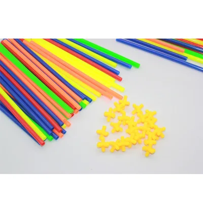 Children 4D Straw Building Blocks Stitching Inserted Construction Assembling Toys DIY Toys For Christmas Gifts