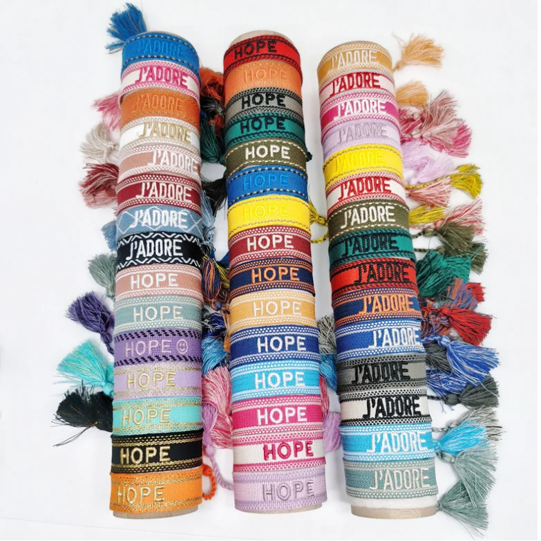 QIFEI Qatar Football Match Bracelet Embroidery Letter Weave Bracelet Football Team Fans Bracelet Couple
