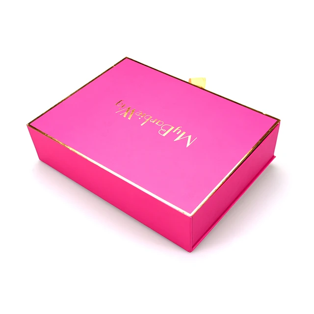 Custom Logo Embossing Box Packaging Pink Hair Weave Extensions Boxes Wig Box with Silk