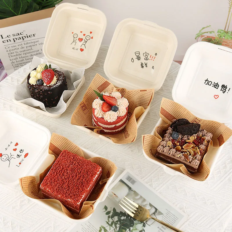 Wholesale Biodegradable Takeaway Hamburger 4x4 inch Burger Bento Fast Food Packing Pulp Sugarcane Bagasse Lunch Paper Boxes