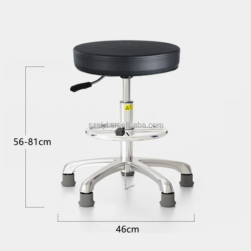 Antistatic ESD PU Leather Black Laboratory Stool PU Foam Chair