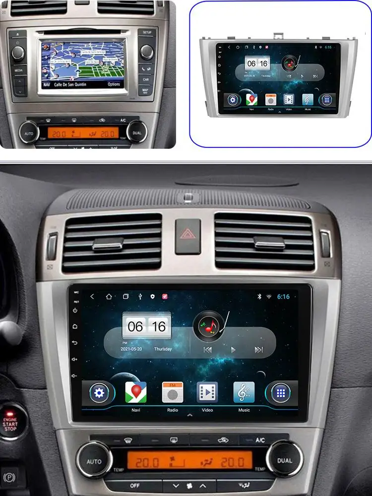 9inch 2din android For Toyota Avensis T250 2003 - 2009 Car Radio Carplay Multimedia Player Navigation GPS Touch Screen Auto