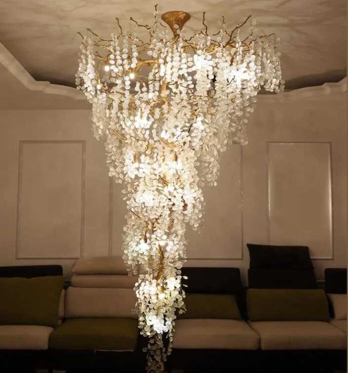 Brilliant Lighting hot sale tree crystal chandelier pendant lamp wholesale price brass long chandelier modern for staircase