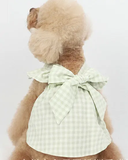 JXANRY Spring/Summer Dog new Plaid Bow Skirt Pet Clothes Cat and Dog Clothes Manufacture